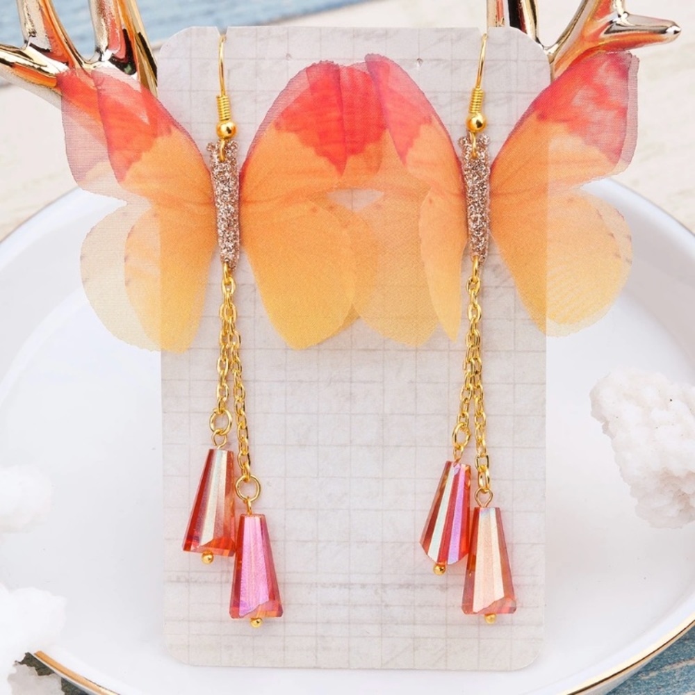 Sunset butterfly fairy dangling earrings